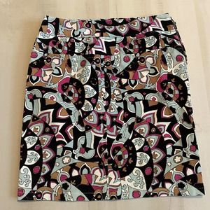 Etcetera Corduroy Mini Skirt Blue Black Pink Sz 8